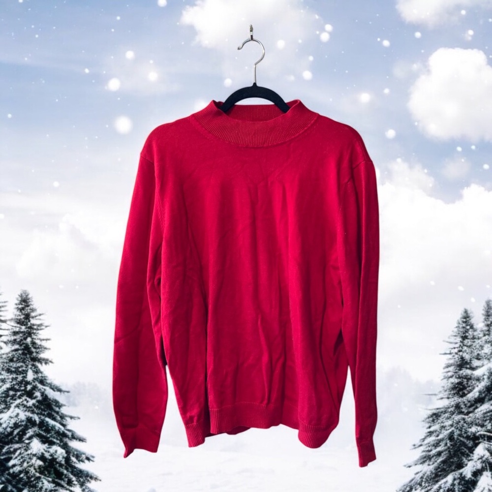 Northern Reflections Red Mock-Neck Sweater